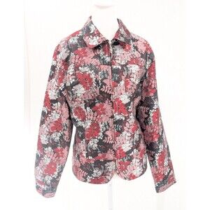 Drapers and Damon's Autumn Colors Floral Collared Full Zip Blazer Jacket Size XL